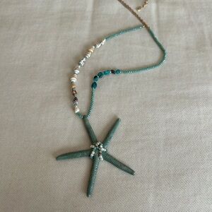 New turquoise starfish shell beaded necklace